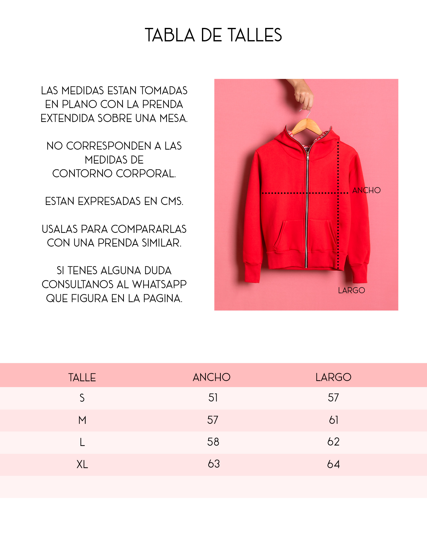 Tabla de talles campera Fla negra