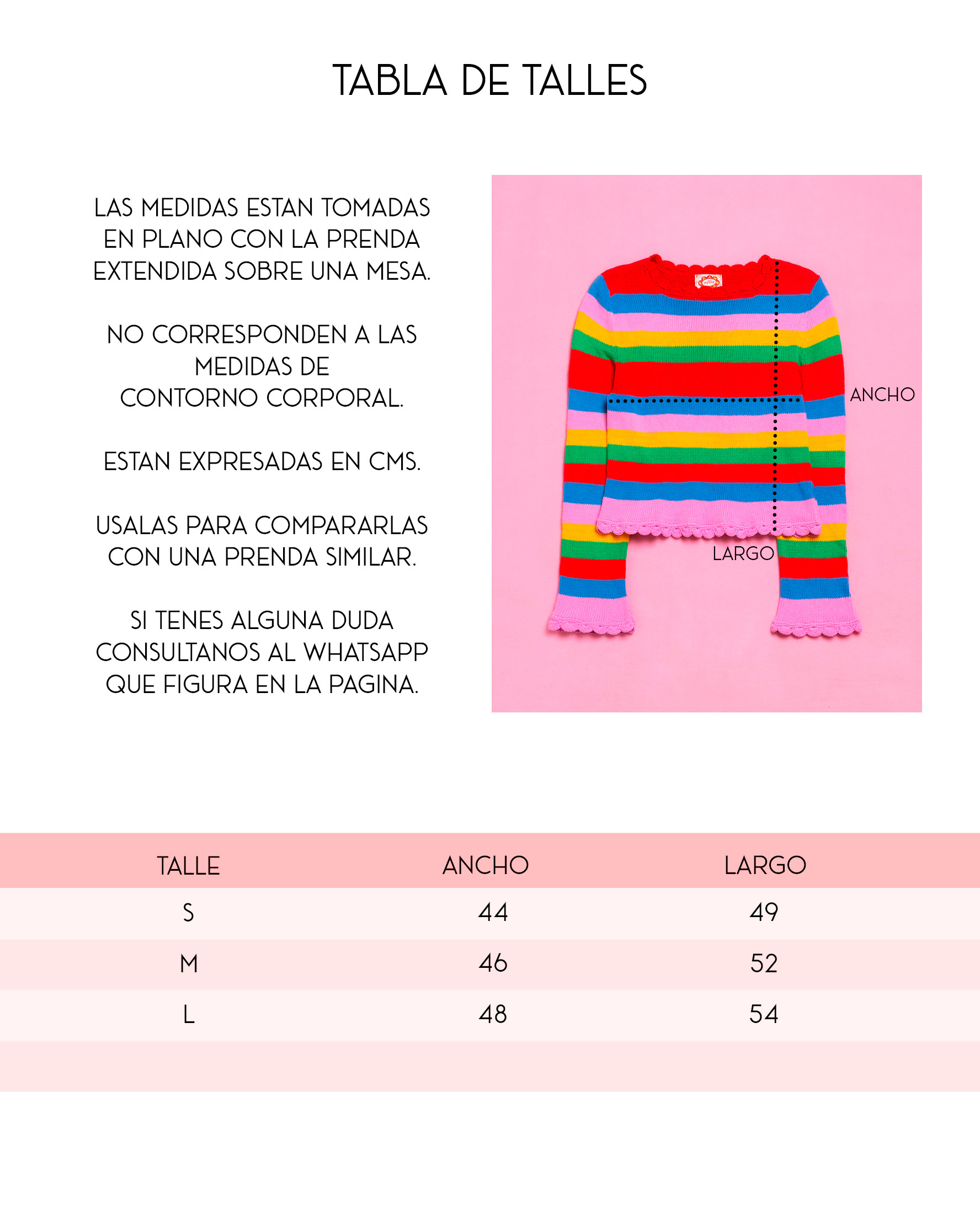 Tabla de talles pulover Janis azul