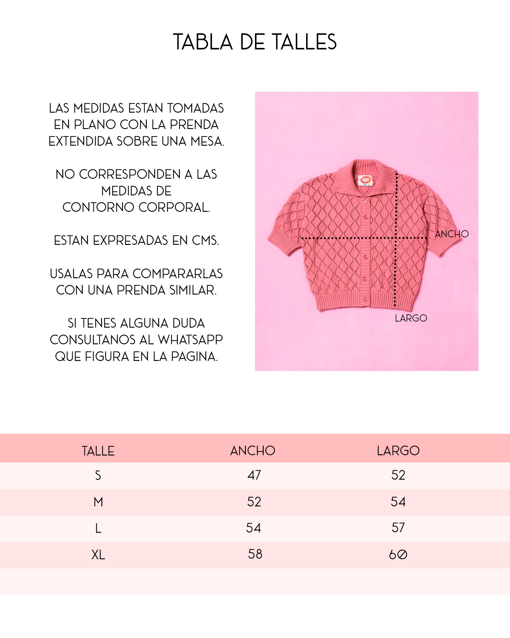 Tabla de talles sweater Rimini rojo