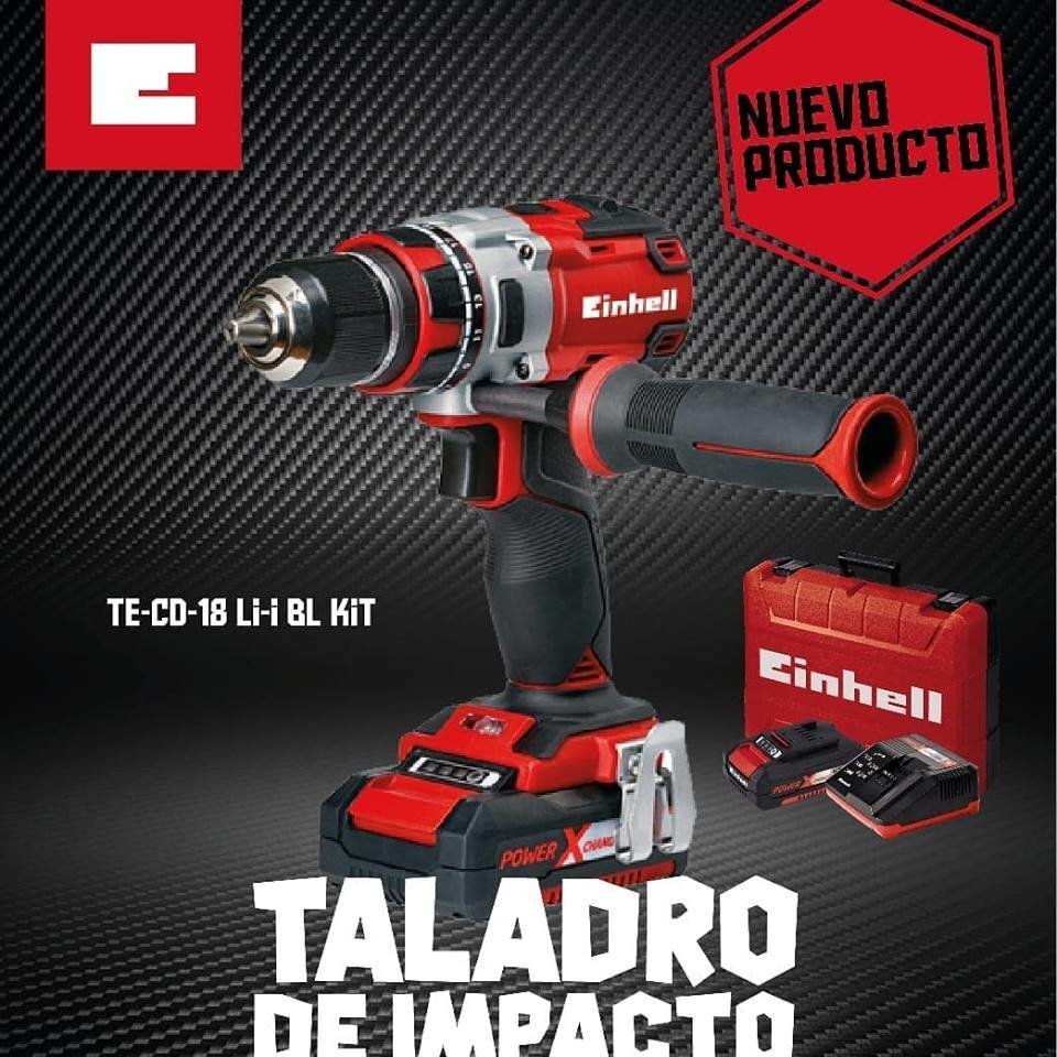 TALADRO IMPACTO INALAMBRICO SIN CARBONES CON CARGADOR Y 2 BATERIAS AH  EINHELL TE-CD 18 LI-