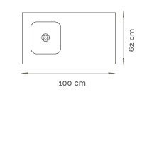 Mesada Cocina Acero (1mts X 0,62 Cm) Mod.10308 C/bacha - comprar online