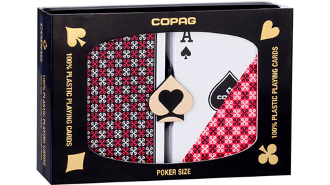 2 Barajas Copag Plástico Calidad Casino Master Plastic Poker Size. Black/Red Negro/Rojo