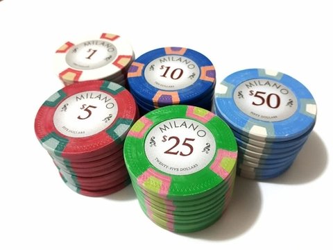 Rollo 25 fichas de Poker Milano Arcilla Compuesta "$10"