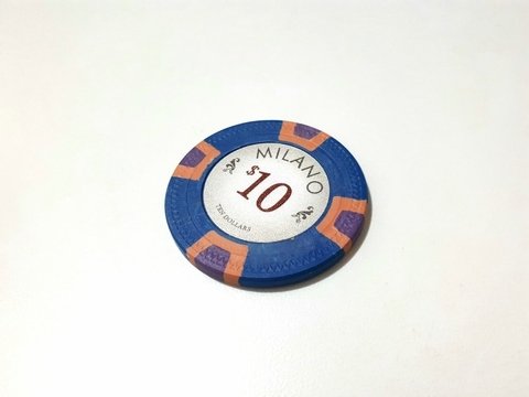Rollo 25 fichas de Poker Milano Arcilla Compuesta "$10"