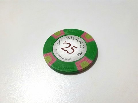 Rollo 25 fichas de Poker Milano Arcilla Compuesta "$25"