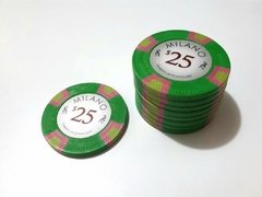 Rollo 25 fichas de Poker Milano Arcilla Compuesta "$25"
