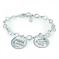 Pulsera De La Familia Con 2 Dijes Grabado De Nombres Incluid