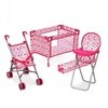 Set Coche Cuna Silla Comer Para Muñecas Cochecito Love 4981