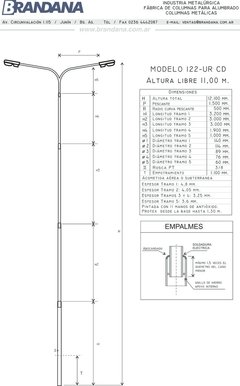 Columna con curva doble 11 m - comprar online