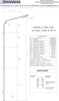 Columna con curva 8 m - tienda online