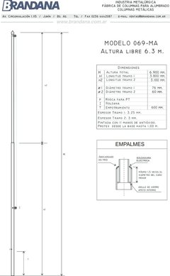 Mástil para bandera de 6,3 m - columnasdealumbrado.com