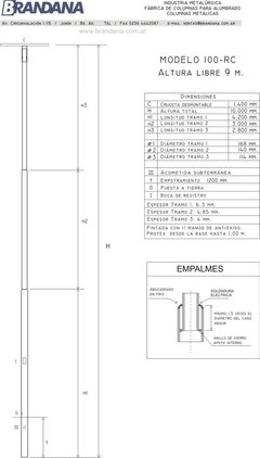 Columna con cruceta de 9 m - tienda online