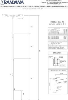 Columna con capuchón doble 6 m