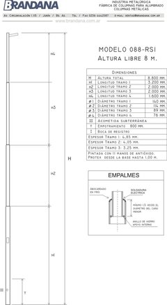 Columna recta 8 mts - tienda online