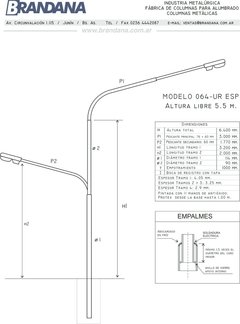 Columna con curva doble 5,5 m - tienda online