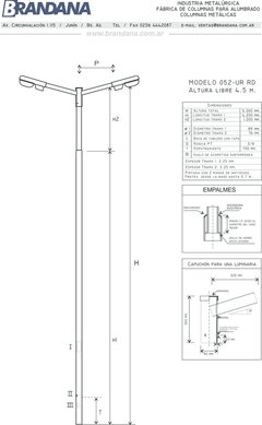 Columna con capuchón doble 4,5 m - tienda online