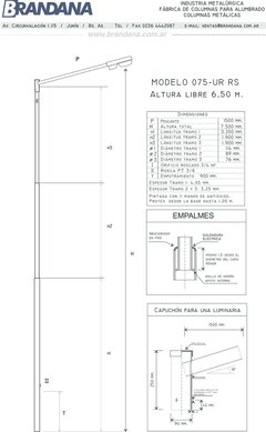 Columna con capuchón 6,5 m - columnasdealumbrado.com