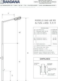 Columna recta 5,5 mts en internet
