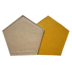 Kit c/ 2 Porta Copos - Amarelo e Nude