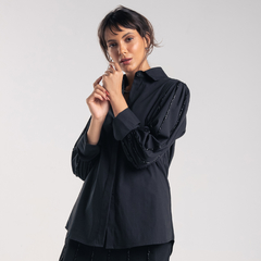 CAMISA BUFANTE BORDADA - PRETO