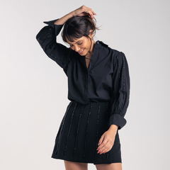 CAMISA BUFANTE BORDADA - PRETO - comprar online