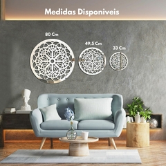 Espelho Decorativo Mandala Flor Média 33 Cm X 33 Cm - comprar online
