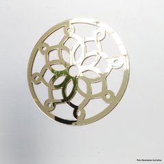 Espelho Decorativo Mandala Círculos de Pontas 49,5 Cm X 49,5 Cm Dourado