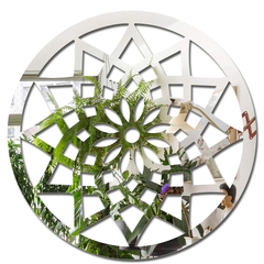 Espelho Decorativo Mandala Girassol Prata 80 Cm X 80 Cm - loja online