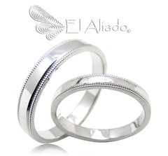 1146. Argollas en Oro Blanco 18k con bisel carretilla.