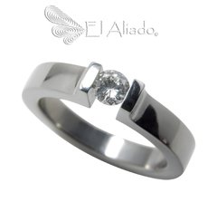 1021. Anillo de compromiso en Titanio brillante. - comprar online