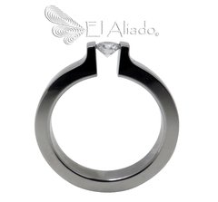 1021. Anillo de compromiso en Titanio brillante. - comprar online