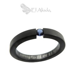 1209. Anillo negro en titanio, acabado mate, plano. - comprar online