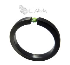 1211. Anillo negro en titanio, acabado mate, plano. - comprar online