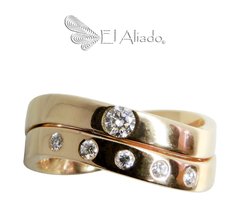 1219. Argolla y pisa argolla en oro rosado 18k.