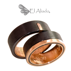 1364. Argollas negras en titanio con oro rosa 18k. - comprar online