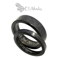 1391. Argollas de matrimonio negras en titanio martilladas. - comprar online