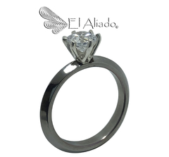 1409. Anillo de compromiso biselado en titanio. - El Aliado joyas — Anillos diferentes para parejas únicas.
