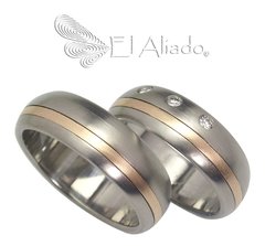 689. Argollas de matrimonio en Titanio y oro rosado 18k.