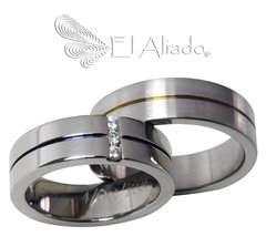 834. Argollas de matrimonio en Titanio con canal.