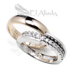 913. Argollas de matrimonio en Oro Rosado y Oro Blanco 18k.