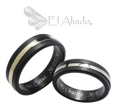 956. Argollas negras en Titanio con oro blanco y amarillo 18k.