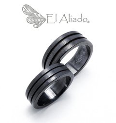 964. Argollas negras en Titanio mate con 2 canales.
