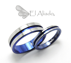 986. Argollas de matrimonio en titanio con canal azul