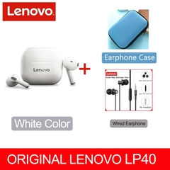 Lenovo-novo fone de ouvido sem fio lp40 tws original, bluetooth 5.0, redução de ruído, som estéreo, controle de toque, bateria de 300mah - comprar online