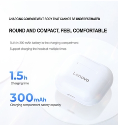 Lenovo-novo fone de ouvido sem fio lp40 tws original, bluetooth 5.0, redução de ruído, som estéreo, controle de toque, bateria de 300mah - comprar online