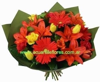 Ramo de gerberas y lilium - Comprar en Acuarelleflores