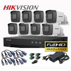 Kit FULL HD 8 HIKVISION K1- 8 CANALES DVR + 8 CÁMARAS EXTERIOR 1080P + ACCESORIOS