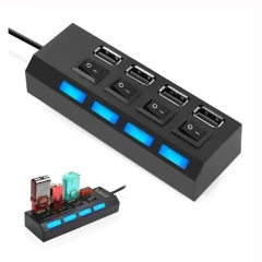 Hub USB Multiplicador 4 Puertos USB Luz Led Pc Notebook