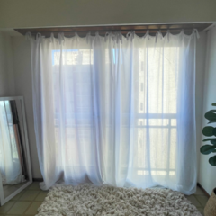 CORTINA DE GASA ARRUGADA DE ALGODON BLANCA - tienda online