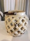 Porta vela Ceramica Beige Calado para Colgar